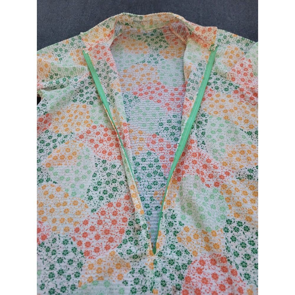 Vintage 60s 70s Mod Multicolor Maxi Dress Floral Lace Tie Waist Zip House M - Picture 10 of 15